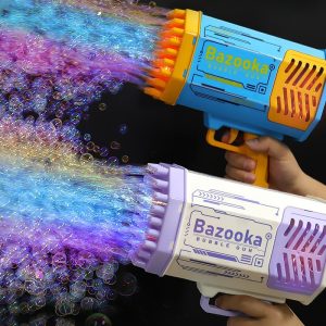 69-Hole Bubble Gun with Lights – Automatic Rocket Bubble Blower for Kids